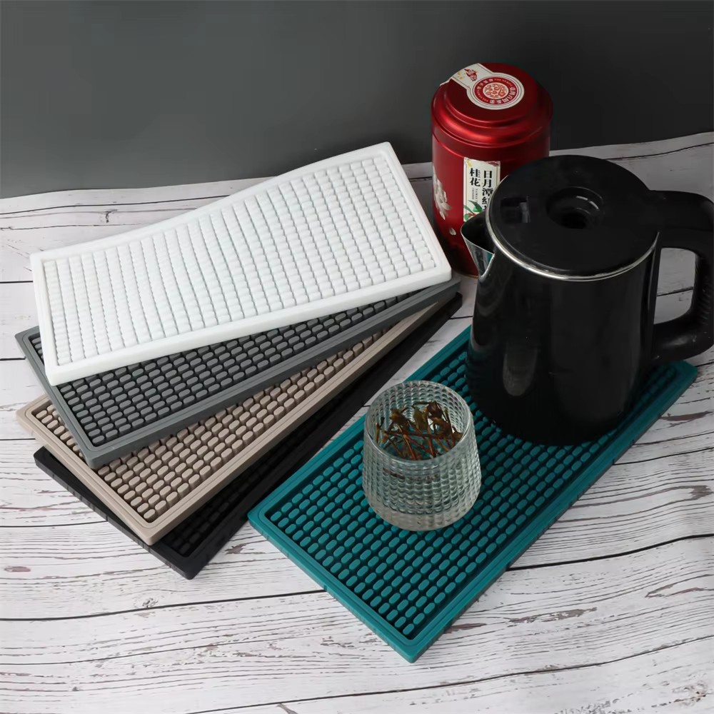 Coffee Equipment Tray - Silikon-Kaffeebar-Matte, Rutschfeste Gummi-Abtropfmatte, Hitzebeständige Arbeitsplattenmatte für